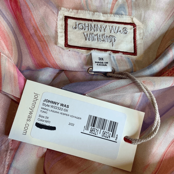 Johnny Was Silk Top Pink Multi Boho Tunic - Picture 10 of 13